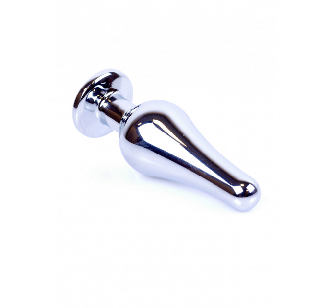 Анальная пробка с розовым кристаллом Plug-Jewellery Silver BUTT PLUG- Pink