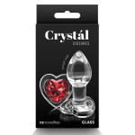 Анальна прозора пробка із серцем NS Novelties Crystal Desires Red Heart скляна, Mini