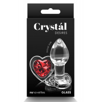 Анальная прозрачная пробка с сердцем NS Novelties Crystal Desires Red Heart стеклянная, Mini