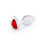Анальная прозрачная пробка с сердцем NS Novelties Crystal Desires Red Heart стеклянная, Mini