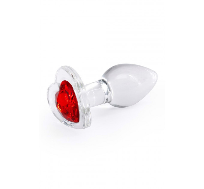 Анальная прозрачная пробка с сердцем NS Novelties Crystal Desires Red Heart стеклянная, Mini
