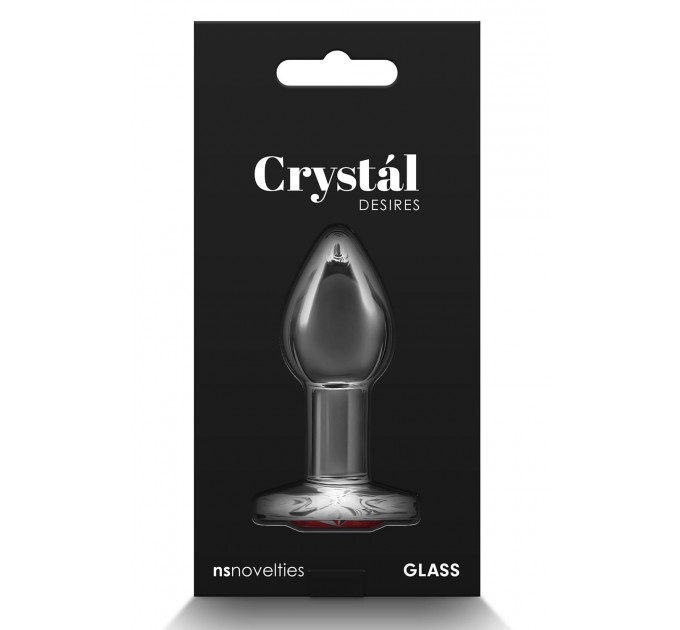 Анальная прозрачная пробка с сердцем NS Novelties Crystal Desires Red Heart стеклянная, Mini
