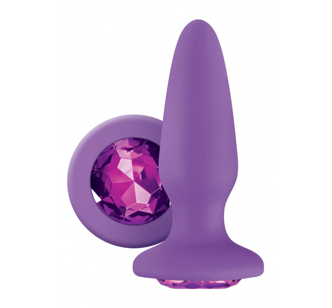 Анальная пробка с кристаллом NS Novelties Glams Purple Gem, фиолетовый