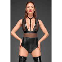 Боди сексуальный из винила с ошейником F183 Noir Handmade S