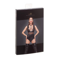 Боди сексуальный из винила с ошейником F183 Noir Handmade S