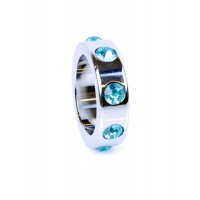 Эрекционное кольцо Boss Series Metal Cock Ring with Light Blue Diamonds Medium