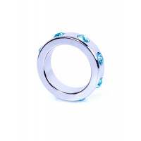 Эрекционное кольцо Boss Series Metal Cock Ring with Light Blue Diamonds Medium