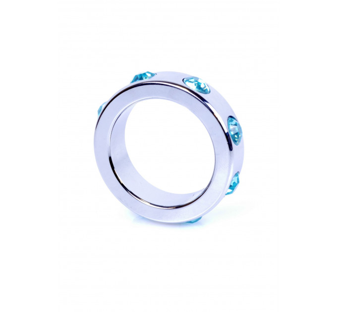 Эрекционное кольцо Boss Series Metal Cock Ring with Light Blue Diamonds Medium