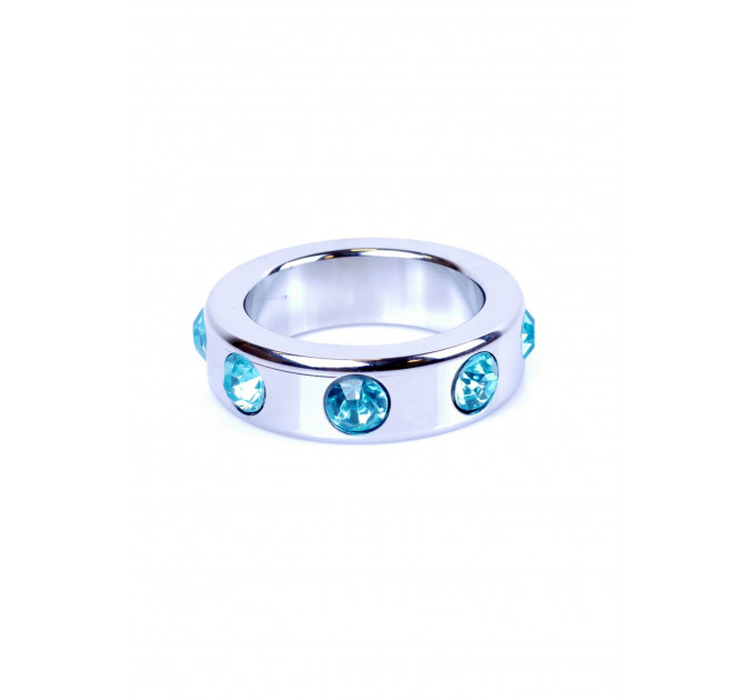 Эрекционное кольцо Boss Series Metal Cock Ring with Light Blue Diamonds Medium