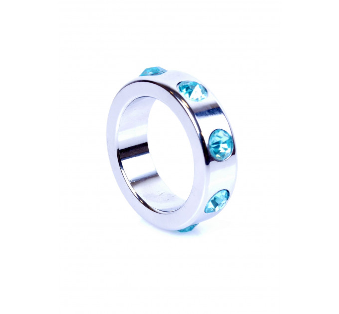 Эрекционное кольцо Boss Series Metal Cock Ring with Light Blue Diamonds Medium