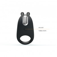 Эрекционное виброкольцо Pretty Love Rabbit Vibrator с клиторальной стимуляцией, черное