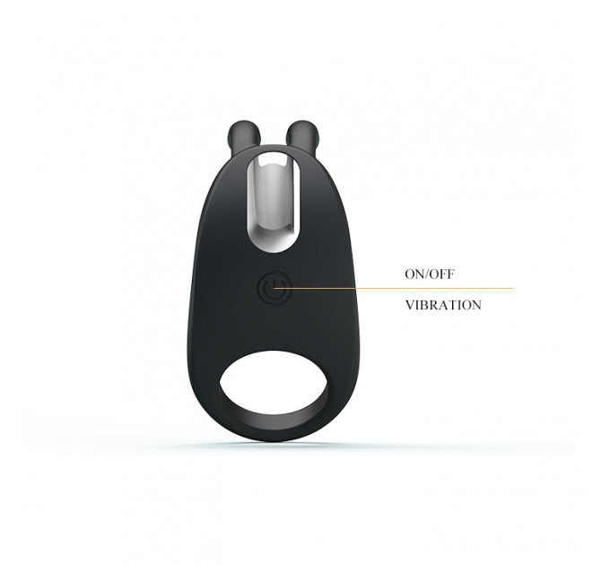 Ерекційне віброкільце Pretty Love Rabbit Vibrator з кліторальною стимуляцією, чорне
