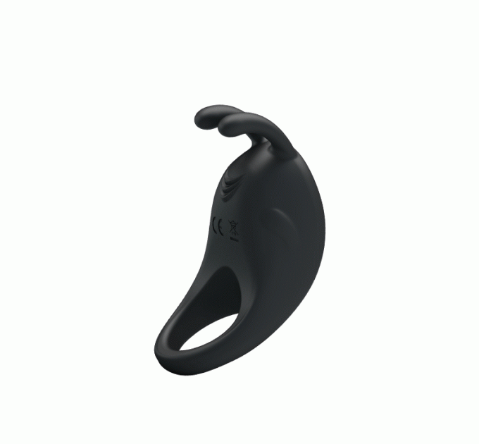Ерекційне віброкільце Pretty Love Rabbit Vibrator з кліторальною стимуляцією, чорне