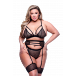 Комплект белья 3PC STRAPPY BRA, GARTER & PANTY SET BLACK, QUEEN Комплект белья 3PC STRAPPY BRA, GARTER & PANTY SET BLACK, QUEEN