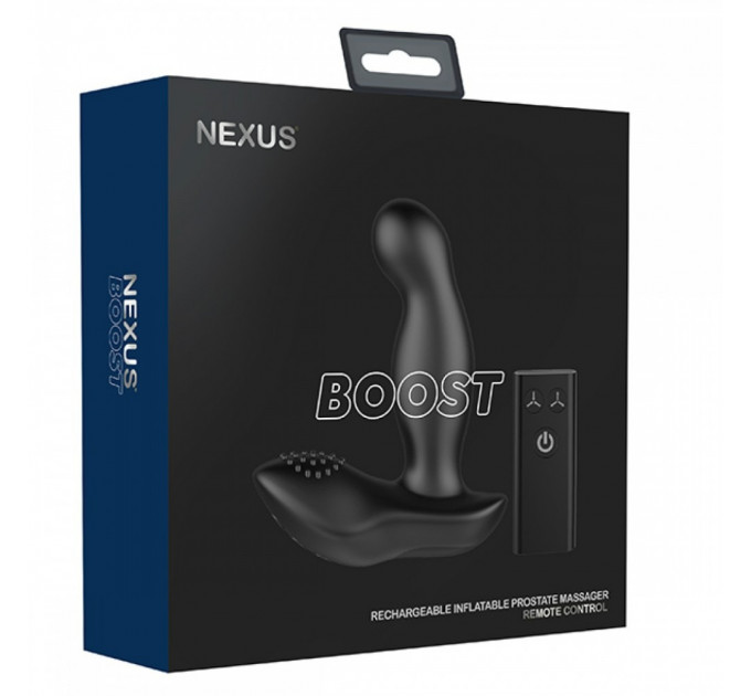 Массажер простаты с вибрацией и накачкой Boost Nexus, силиконовый, черный, 13 х 3.7 см