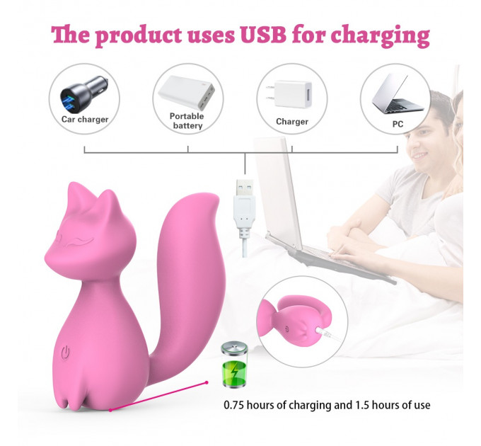 Міні-вібратор кліторальний Every Night Toys Doris у формі лисиці світло-рожевий, 10 режимів вібрації