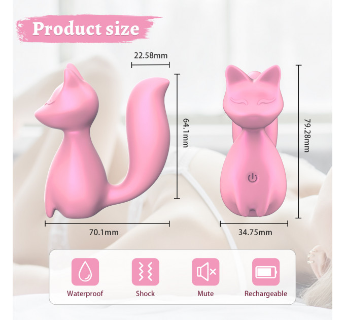 Мини-вибратор клиторальный Every Night Toys Doris в форме лисы светло-розовый, 10 режимов вибрации