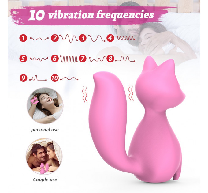 Міні-вібратор кліторальний Every Night Toys Doris у формі лисиці світло-рожевий, 10 режимів вібрації