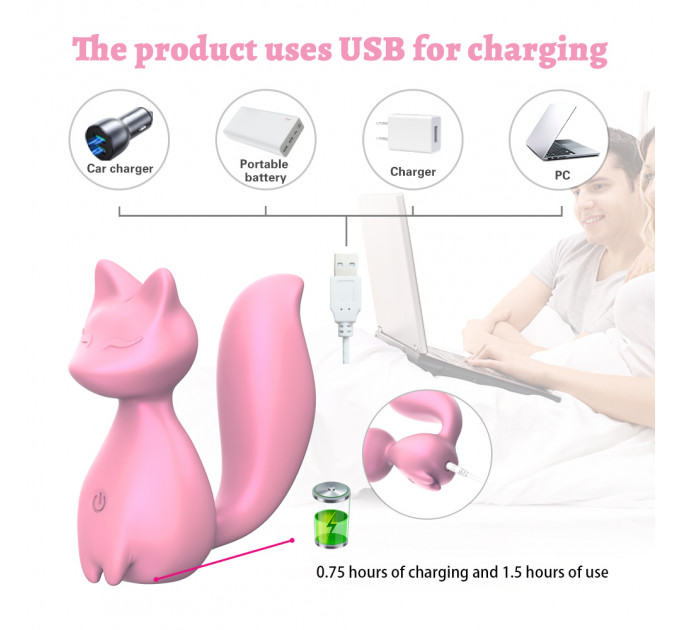 Мини-вибратор клиторальный Every Night Toys Doris в форме лисы светло-розовый, 10 режимов вибрации