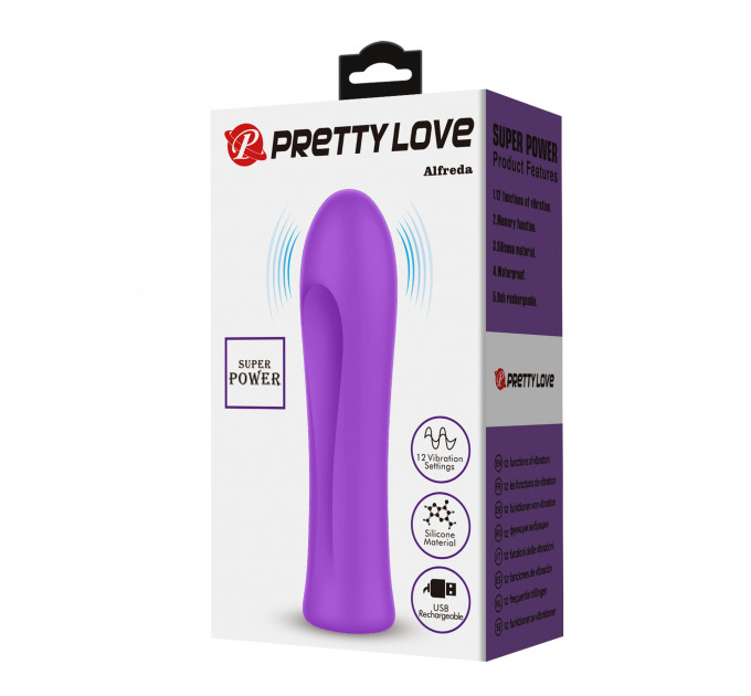 Мини-вибратор PRETTY LOVE Alfreda 12 режимов, фиолетовый, 10.2 х 2.6 см