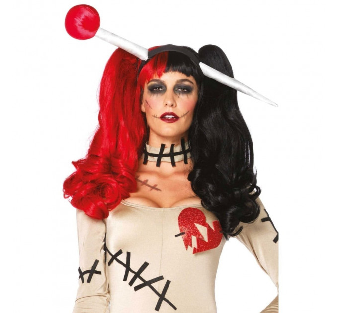 Парик Арлекино с хвостиками Leg Avenue Harlequin черно-красный