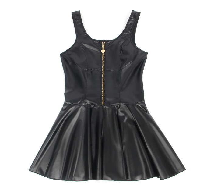 Сукня з блискавкою Star Night з імітацією шкіри, чорна, XS