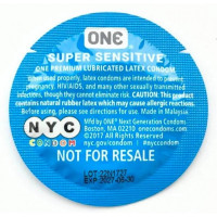 Набор латексных презервативов One NYC Super Sensitive ультратонких (цена за 5 шт.)