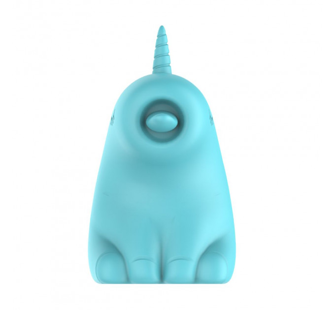 Стимулятор клитора с длинным вращающимся язычком UNIVIBE Единорог, 10 режимов, голубой