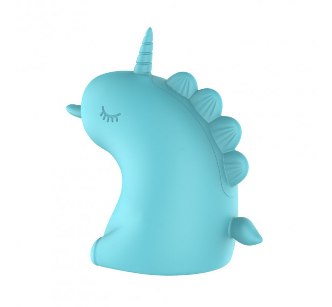 Стимулятор клитора с длинным вращающимся язычком UNIVIBE Единорог, 10 режимов, голубой