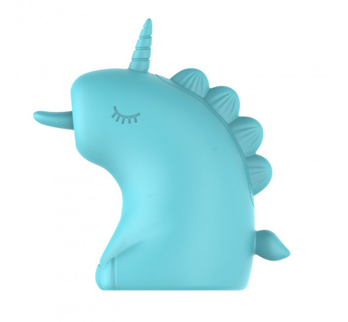 Стимулятор клитора с длинным вращающимся язычком UNIVIBE Единорог, 10 режимов, голубой