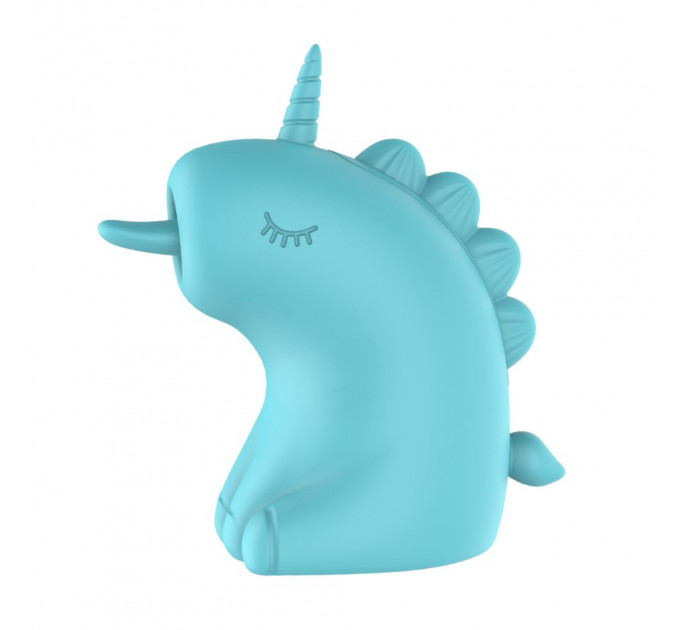 Стимулятор клитора с длинным вращающимся язычком UNIVIBE Единорог, 10 режимов, голубой