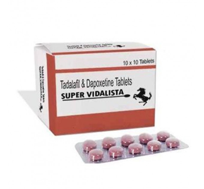 Таблетки для потенції Super Vidalista (Сіаліс + Дапоксетин) (ціна за пластину 10 таблеток)