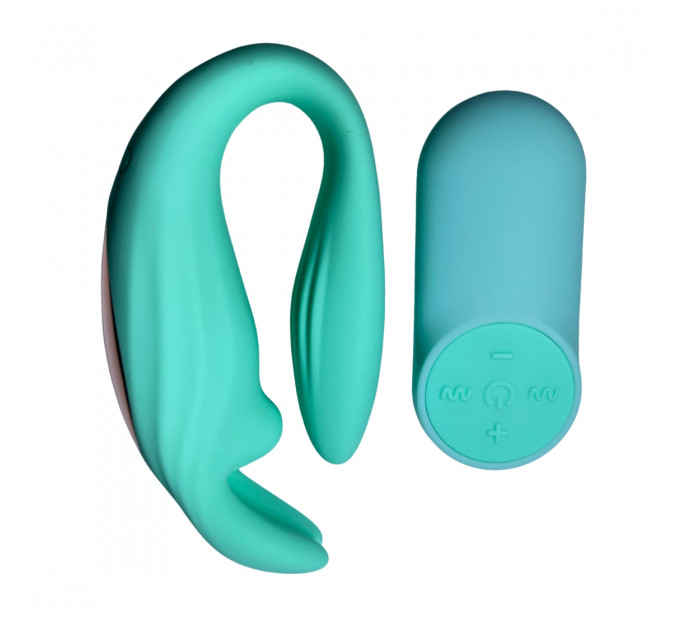 Вібратор для пар у формі зайця Passion Play з пультом, бірюзовий