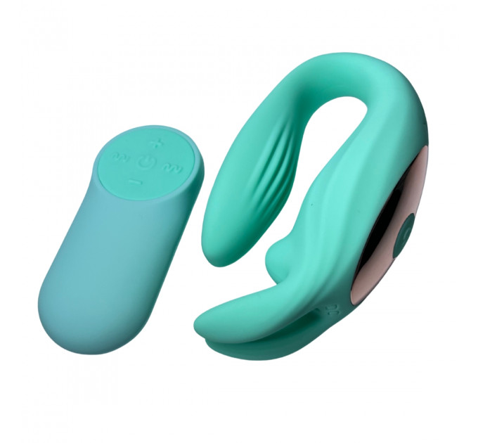 Вібратор для пар у формі зайця Passion Play з пультом, бірюзовий