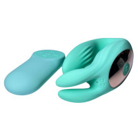 Вібратор для пар у формі зайця Passion Play з пультом, бірюзовий