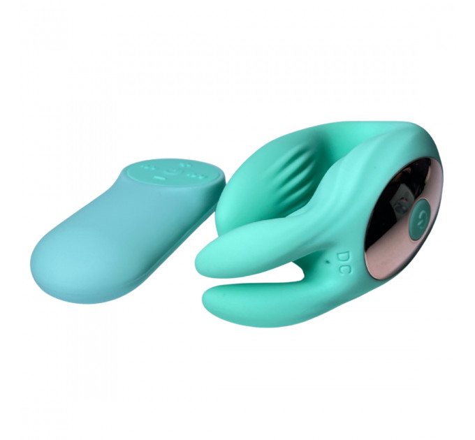 Вібратор для пар у формі зайця Passion Play з пультом, бірюзовий