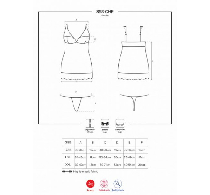 Сорочка Obsessive 853-CHE-2 chemise