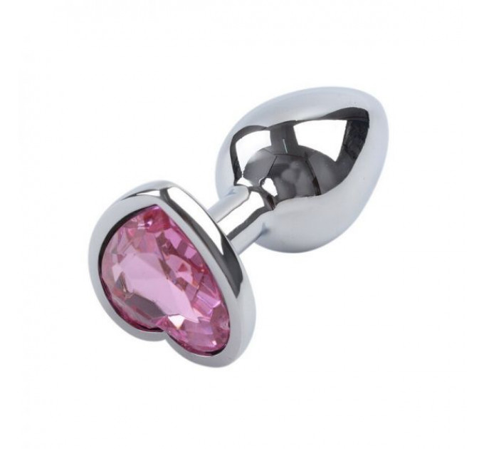 Анальная пробка Silver Heart Ligth Pink, M