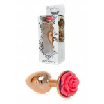 Анальная пробка с розовой розочкой Plug-Jewellery Red Gold PLUG ROSE- Pink