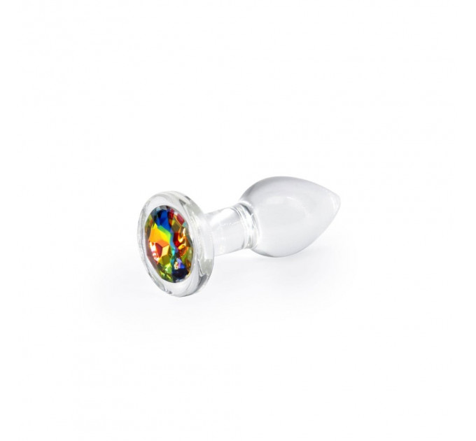 Анальная пробка стеклянная с кристаллом NS Novelties Crystal Desires Rainbow Gem прозрачный, Mini