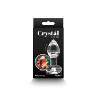 Анальная пробка стеклянная с кристаллом NS Novelties Crystal Desires Rainbow Gem прозрачный, Mini