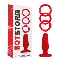 Анальна пробка та 3 ерекційні кільця Chisa HotStorm, червоний