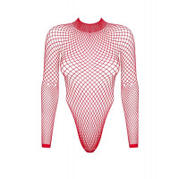 Боди-сетка Obsessive B126 с открытой спиной, красный, XL/XXL