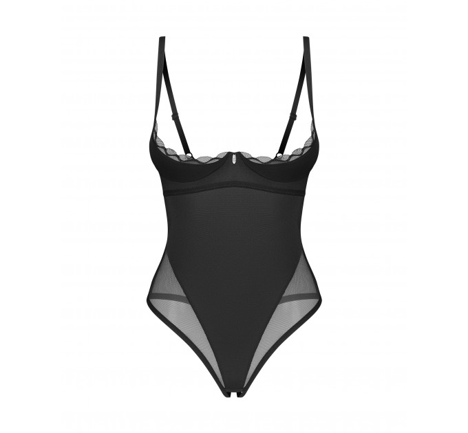 Боди с открытым бюстом и доступом Obsessive Stelisa черный, S/M