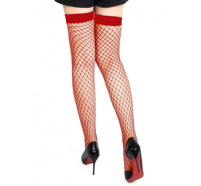 Панчохи у велику сітку Star Night на гумці, червоні, XS-L