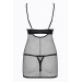 Cорочка сітка Obsessive Redella трусики в комплекті, чорний, S/M