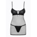 Cорочка сітка Obsessive Redella трусики в комплекті, чорний, S/M