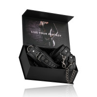 Ошейник с поножами, черный Leather Collar With Anklecuff