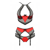 Комплект белья с поясом для чулков SCARLET SET red S/M - Passion
