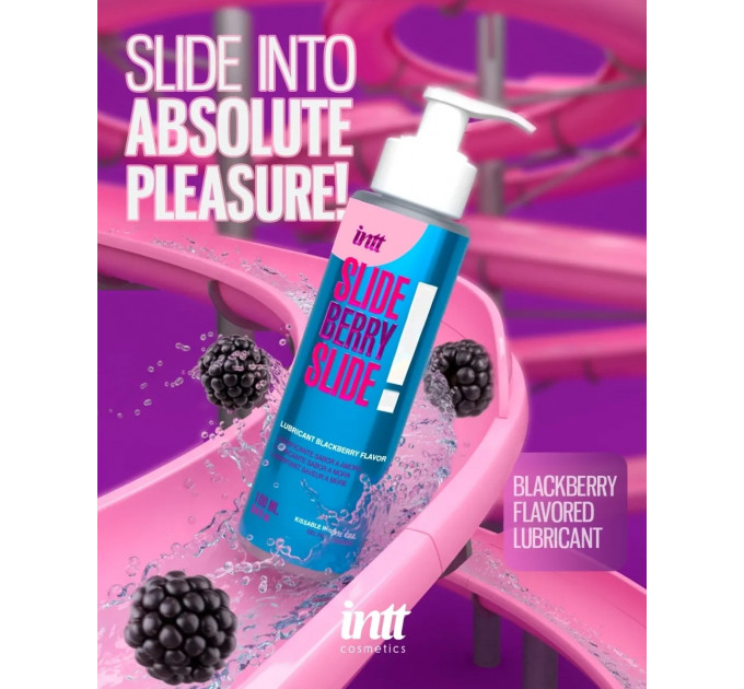 Лубрикант їстівний з ароматом ожини Intt SLIDE BERRY SLIDE! на водній основі, 100 мл